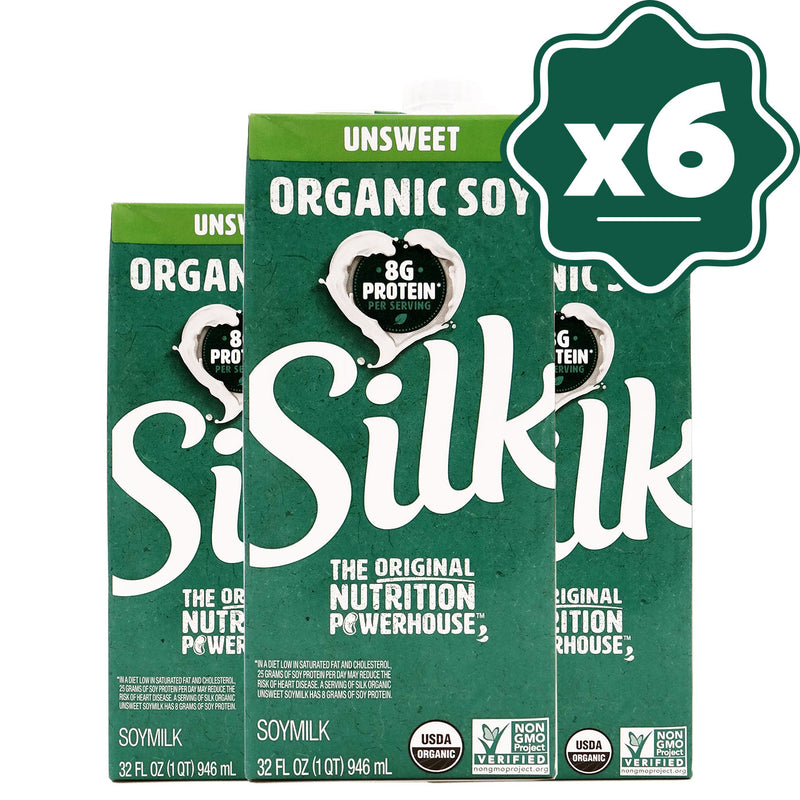 RESERVA Sixpack Leche De Soya Organica Sin Endulzante Silk x 1 Lt