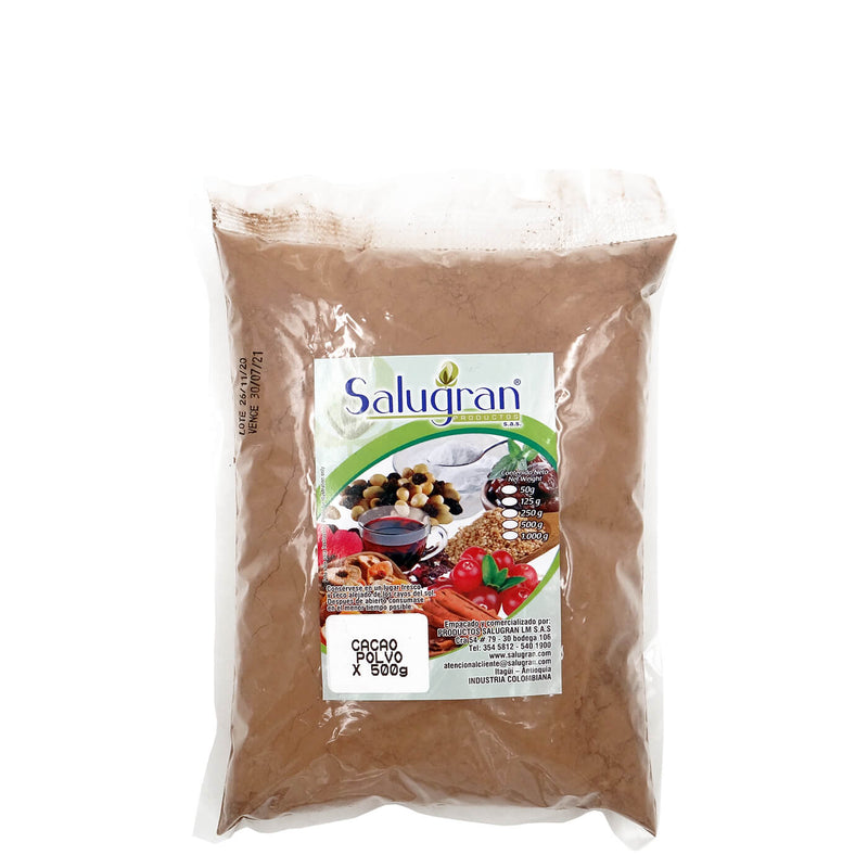 Cacao En Polvo Organico Salugran x 500 gr